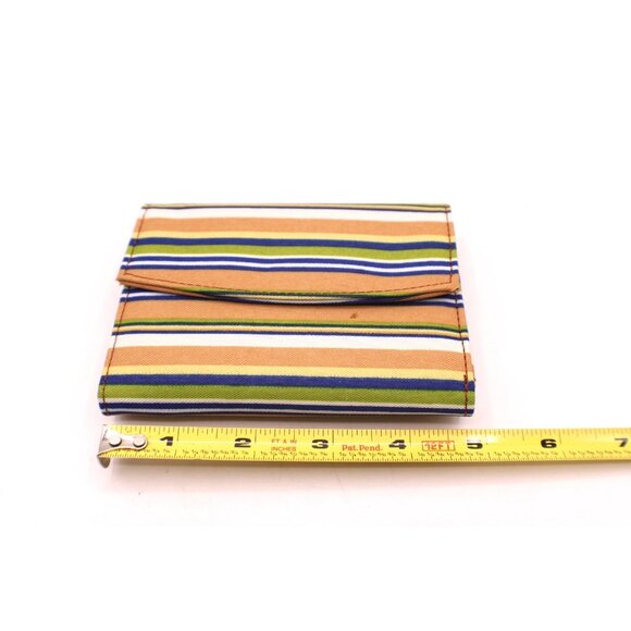 Striped Tri-Fold Wallet Coin Purse Money Card Organizer Pockets Small 5x4" - Picture 10 of 12